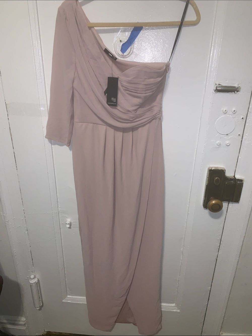 One-Shoulder Blush Pink Evening Dress by BCBG (style tag)